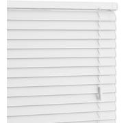 AQS - PVC Venetian Window Blinds - Easy Fit Curtains Trimmable Fittings - Windows Treatment Shutters Twist Open Close - Moisture Resistant Slats Wall & Recess Mount (White, 90W x 213H cm)