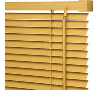 AQS - PVC Venetian Window Blinds - Easy Fit Curtains Trimmable Fittings - Windows Treatment Shutters Twist Open Close - Moisture Resistant Slats Wall & Recess Mount (Teak, 135W x 213H cm)
