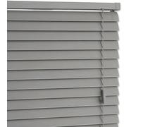AQS - PVC Venetian Window Blinds - Easy Fit Curtains Trimmable Fittings - Windows Treatment Shutters Twist Open Close - Moisture Resistant Slats Wall & Recess Mount (Grey/Silver, 90W x 213H cm)