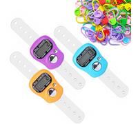 AQSQWQ 3 Pcs Electronic Finger Counter with 50-piece Knitting Positioning Mark Buckle, Hand Tally Counter Tally Lap Counter, Suitable for Weaving and Sports, Purple, Orange, Blue