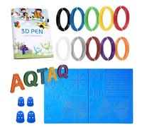 AQTAQ 3D Pen Mat|3D Printing Pen PLA Silk|Silicone Pad Template|3D Pen Template|Finger Protector, 10 Colors 1.75mm Total 50m, Large Silicone Pad, 3D Drawing Templates, for 3D Printing Pen
