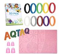 AQTAQ 3D Pen Mat|3D Printing Pen PLA Silk|Silicone Pad Template|3D Pen Template|Finger Protector, 10 Colors 1.75mm Total 50m, Large Silicone Pad, 3D Drawing Templates, for 3D Printing Pen-Pink