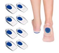 AQTAQ 4 Pairs of Silicone Heel Cups, Gel Pads, Silicone Orthopedic Gel Pads, Plantar Fasciitis Insole, Heel Pain Relief, Achilles Tendon Pain, Medical Grade (Large Blue)