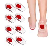 AQTAQ 4 Pairs of Silicone Heel Cups, Gel Pads, Silicone Orthopedic Gel Pads, Plantar Fasciitis Insole, Heel Pain Relief, Achilles Tendon Pain, Medical Grade (Small Red)