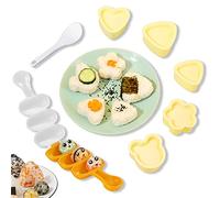 AQTAQ 7-Piece Onigiri Mold Musubi Set for Making Various Shapes of Onigiri|Sushi, Children's Side Dishes, Japanese Bento, Etc. Food Grade PP Material, Safe and Easy to Make Onigiri Sushi（Yellow）