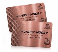 AQTECH Ghost Mode RFID Blocking Card (2 Pack) - Ultimate Ultra Thin Anti-Theft Credit Card Protector, Contactless Bank Card Blocker for Wallet RFID Protection