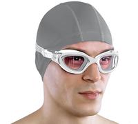 AqtivAqua Swimming Goggles Adult and Kids Goggles Kids 6-14 Men Women Swim Children Boys Girls DX-C (Metallic Silver, Silver case, Clear lens)