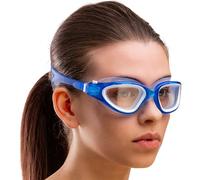 AqtivAqua Swimming Goggles Adult and Kids Goggles Kids 6-14 Men Women Swim Children Boys Girls DX-C (Transparent Blue, Blue case, Clear lens)
