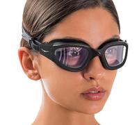 AqtivAqua Swimming Goggles Adult and Kids Goggles Kids 6-14 Men Women Swim Children Boys Girls DX-H (All Black frame, Silver case, Photochromic lens)
