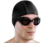 AqtivAqua Swimming Goggles Adult and Kids Goggles Kids 6-14 Men Women Swim Children Boys Girls DX-P (Polarised-Lenses All Black-Frame)