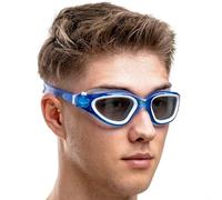 AqtivAqua Swimming Goggles Adult and Kids Goggles Kids 6-14 Men Women Swim Children Boys Girls DX-S (Transparent Blue, Blue case, Shade lens)