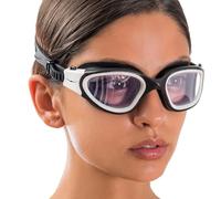 AqtivAqua Swimming Goggles Adult and Kids Goggles Kids 6-14 Men Women Swim Children Boys Girls DX-S (Clear Lenses, White/Black Frame)
