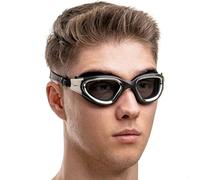 AqtivAqua Swimming Goggles Adult and Kids Goggles Kids 6-14 Men Women Swim Children Boys Girls DX-S (Metallic Silver B, Black case, Shade lens)