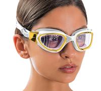 AqtivAqua Swimming Goggles Adult and Kids Goggles Kids 6-14 Men Women Swim Children Boys Girls Transition DX-H (Metallic Gold, Silver case, Photochromic lens)