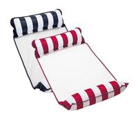 Aqua 4-in-1 Monterey Hammock Pool Float & Water Hammock, Multi-Purpose, Inflatable Pool Floats for Adults, Patented Thick, Non-Stick PVC Material, One Navy & One Burgundy/White Stripe, 2-Pack