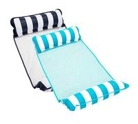 Aqua 4-in-1 Monterey Hammock Pool Float & Water Hammock, Multi-Purpose, Inflatable Pool Floats for Adults, Patented Thick, Non-Stick PVC Material, One Light Blue & One Navy/White Stripe, 2-Pack