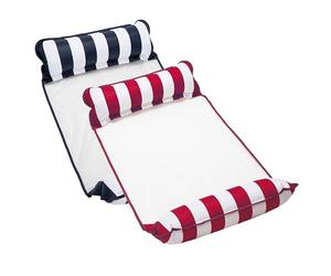 Aqua 4-in-1 Monterey Hammock Pool Float & Water Hammock, Multi-Purpose, Inflatable Pool Floats for Adults, Patented Thick, Non-Stick PVC Material, One Navy & One Burgundy/White Stripe, 2-Pack