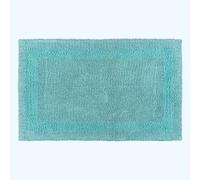 (Aqua, 70 x 120 cm) Homescapes Luxury Reversible Cotton Bath Mat