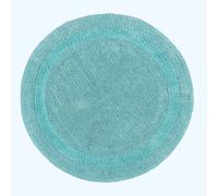 (Aqua, 80cm) Homescapes Luxury Reversible Cotton Bath Mat