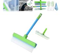 Aqua Blade Window Cleaner, 2025 Upgrade Rotatable 3 In 1 Window Cleaner Scraper, with Recyclable Silicone Squeegee Microfiber Scrubber, for Shower Glass Mirror Door Car (Green)