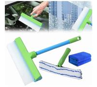 Aqua Blade Window Cleaning Kit - 3-in-1 Silicone Squeegee for Shower, Mirror, Glass Door & Car (Green/White)