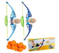 Aqua Blaster Archer Twin Pack, Kids Bow Launcher Toy with 2 Bows and 12 Soft Cotton Balls, Outdoor Slingshot Bow for Summer Fun, Garden Games, Water Play and Pool Party Activities for Two