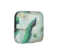 Aqua Blue Elegant Peacock N Feathers Tree Branch, Sanitary Pad Storage Bag, Pad Holder Bag with Zipper, Change Purse
