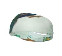 Aqua Blue Elegant Peacock N Feathers Tree BranchHair Bands for Men Woman Headband Running Headband Sweat Wicking Gym