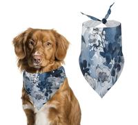 Aqua Blue Floral Pattern Dog Bandana Washable & Adjustable Triangle Scarf, Breathable Pet Scarf for Small Medium Large Pets, Cute Fashion Pet Accessory