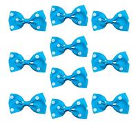 Aqua Blue Polka Dot Hair Bows Clips Slides Grips 2.7" inch Vibrant Soft Ribbon Girls Small School Straight Hairbows 10pcs