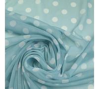 Aqua Blue & White Spot Polka Dot Print Power Mesh Net Stretch Dress Fabric (1 Metre, Black & White 8022)