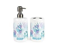 Aqua Bubbles Soap Dispenser & Toothbrush Holder, Bathroom Accessories Set