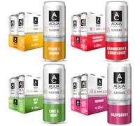 AQUA Carpatica Sparkling Flavours (330mlx4) x4 - Lime, Mango, Raspberry, Strawberry - Natural Fruit Juice Infused Sparkling Water, No Added Sugar, Sweetened with Agave Syrup