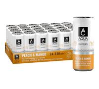 AQUA Carpatica Sparkling Flavours Peach & Mango 330ml x 24 - Natural Fruit Juice Infused Sparkling Water, Naturally Alkaline, Sweetened with Agave Syrup, Rich in Minerals