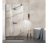 Aqua Class Black, Model Marble, Size 60 cm from 50/60/70/80/90/100/110/120, Walk in Shower Screen, 6 mm Clear Glass, with Nano Coated Sandblasted Pattern (60x195 cm)