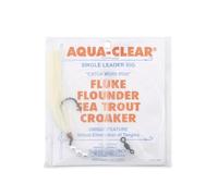 Aqua-Clear, Single Rig, Fluke/Flounder/Seatrout/Weakfish/Croaker, 4/0 Black Nickel Octopus Hook, AFW Swivel, 40 lb / 18.1 kg Grand Slam Mono, T-Standoff, White Hair, Pearls