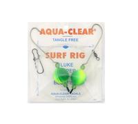 Aqua-Clear, Surf Ball Hi-Lo Rig, Flounder/Fluke/Striped Bass/Weakfish/Bluefish, Size 1 XL Hook, AFW Swivel, 60 lb / 27.2 kg Grand Slam Mono, Green Floats, Beads