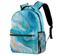 Aqua Color Abstract Marble Texture Backpack Rucksack for Girls Boys Schoolbag for Elementary Middle Students