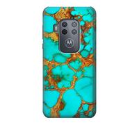 Aqua Copper Turquoise Gemstone Graphic Printed Case Cover For Motorola Moto One Zoom, Moto One Pro