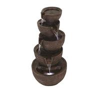 Aqua Creations Solar Powered Brown Bowls Outdoor Water Feature with LEDs and Battery Back Up