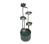Aqua Creations Vasto Zinc Metal Modern Metal Solar Powered Water Feature With Cover