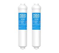 Aqua Crest Inline Carbon Water Filter for Reverse Osmosis Water System, NSF Certified, Replacement Cartridge with 1/4" Quick-Connect, Inline Water Filter for Ice Maker & Refrigerator, 2-Pack