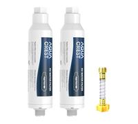 AQUA CREST RV Inline Water Filter with Hose Protector, NSF Certified, Reduces Chlorine, Bad Taste&Odor for RVs and Marines, Drinking & Washing Filter with 1 Flexible Hose Protector