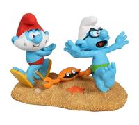 Diverse Papa Smurf And Brainy On The Beach Figure Blue Kids