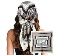 Aqua Eve Head Hair Scarf for Women Like Satin Silk Scarf Bandana Hair Wrapping Night Large Square Scarves 27.5" (Black Square)