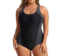 Aqua Eve Plus Size Swimsuits Athletic One Piece Bathing Suit for Women Tummy Control Slimming Swimwear, Grey, 28 More