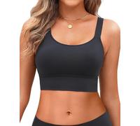 Aqua Eve Women Sports Bra Swim Tops - Crop Bikini Top Supportive Bathing Suit Top Swimwear, Black, Large