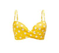 Aqua Eve Women Underwire Bikini Top Only - 2025 Push Up Swim Top Padded Bra Swimsuit, Yellow Polka Dot, Large