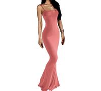 Aqua Eve Women's Casual Lounge Slip Long Dress Sexy Sleeveless Backless Bodycon Maxi Dresses 2025 Summer Slim Elegant (XXL,Pink)