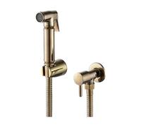 Aqua Flow Brushed Gold Brass Bidet Shower Spray | Shattaf Douche Set | Luxurious Wall-Mounted Brass Construction Kit | Bathroom Bidet Sprayer | Brushed Gold Finish | 5-Year Warranty